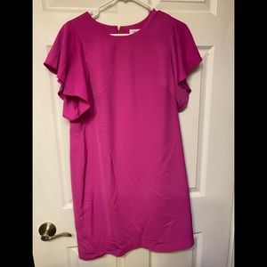 Fuchsia flutter sleeve mini dress